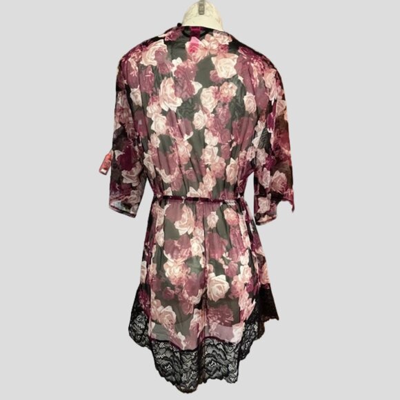 La Senza Sheer Roses Kimono Robe Dressing Gown Cover Up - Picture 2 of 11